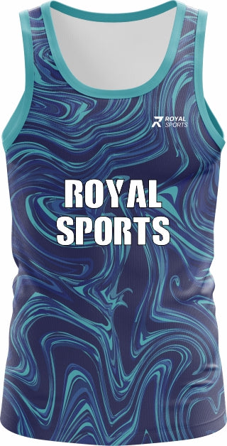 Aqua Surge turquoise and navy custom gym vest design GM012
