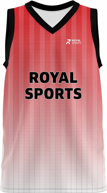Gradient Core red and white custom basketball jersey design BB016