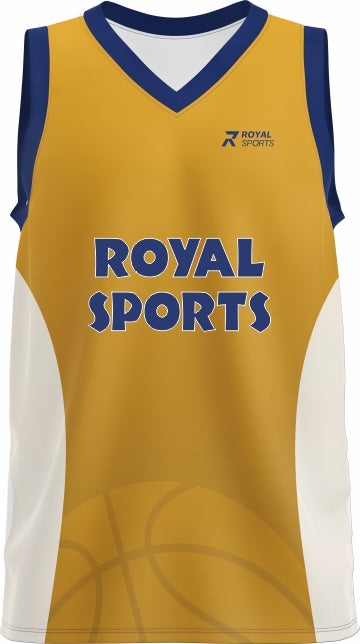 Hoops Elite golden yellow custom basketball jersey design BB003